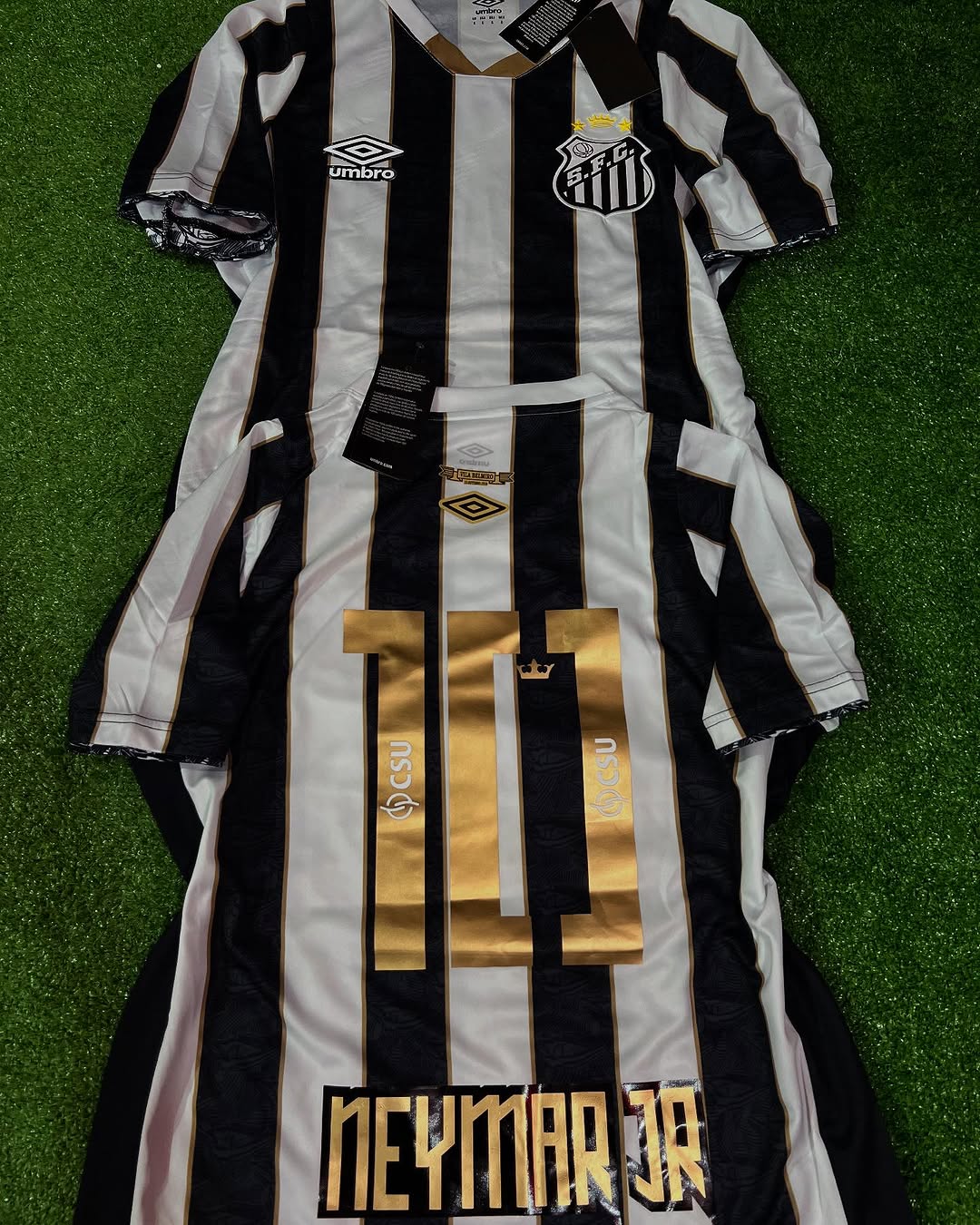 Neymar Jr Santos Striped Black Football Jersey