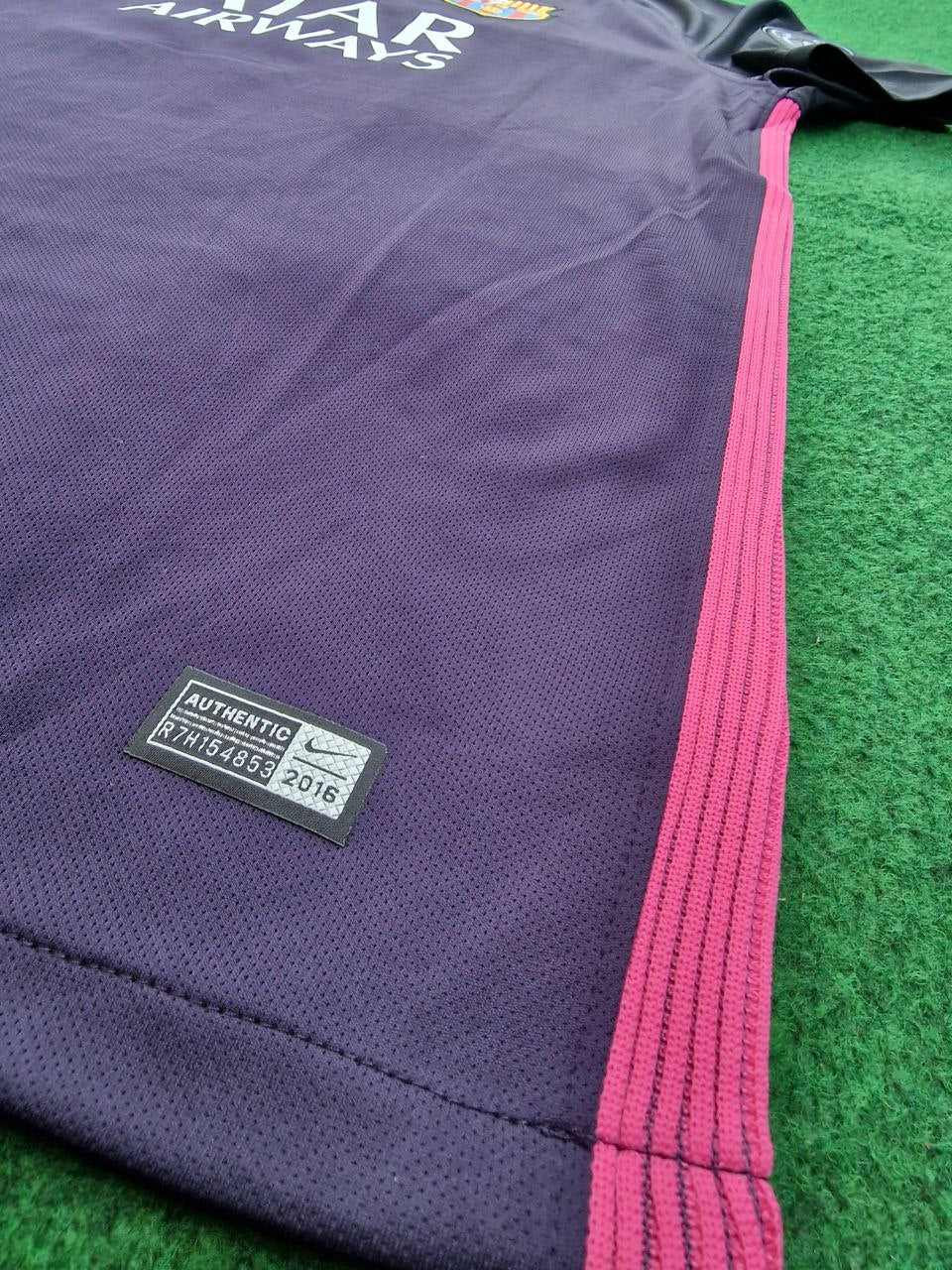 Lionel Messi Long-Sleeve Barcelona 2014/15 Retro Pink Printed Jersey